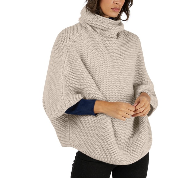 100% Cashmere Poncho - The Carla in Oatmeal, by Barna Cashmere - Picture 1 of 3